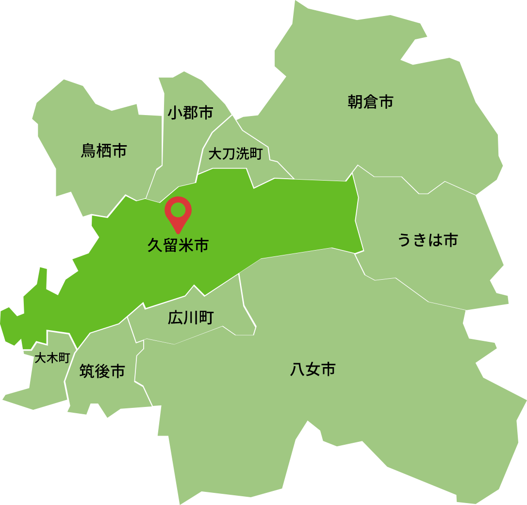 久留米市近郊の地図