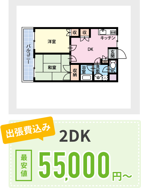 2DK 55,000円